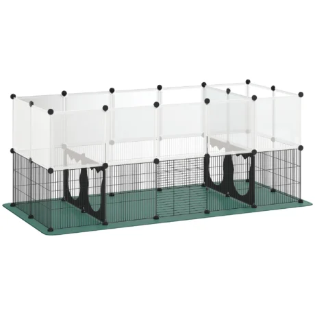 Modular Metal Small-Animal Playpen with Mat &ndash; Black, 34 Panels