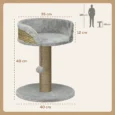 Cat Perch with Jute Scratching Post – Grey, 49cm