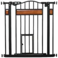 Auto-Closing Pet Gate with Cat Flap – Black, 74–80cm