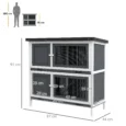 Two-Level Rabbit Hutch with Raised Sleeping Area – Grey, 97 × 44 × 91cm