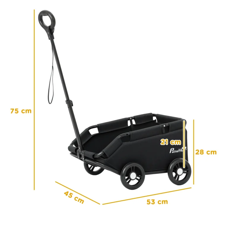 Low-Entry Pet Wagon with Cushion and Storage – Black