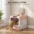 Enclosed Cat Litter Box with Drawer and Scoop – Pink, 48cm