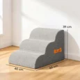 Dog Steps 3-Step Non-Slip Removable Cover – Light Grey