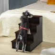 Four-Step Pet Stairs with Removable Tread Pads – Dark Brown