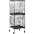 Large Bird Cage Aviary with Wheels – Black