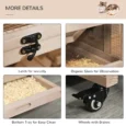 Three-Level Wooden Rodent Enclosure with Wheels and Tray – Natural, 99cm