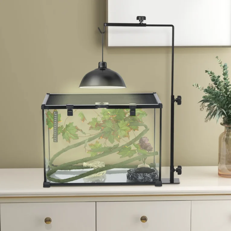 Adjustable Steel Reptile Lamp Stand – Black