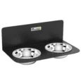 Wall-Mounted Adjustable Double Dog Bowls – Black, 800ml Each