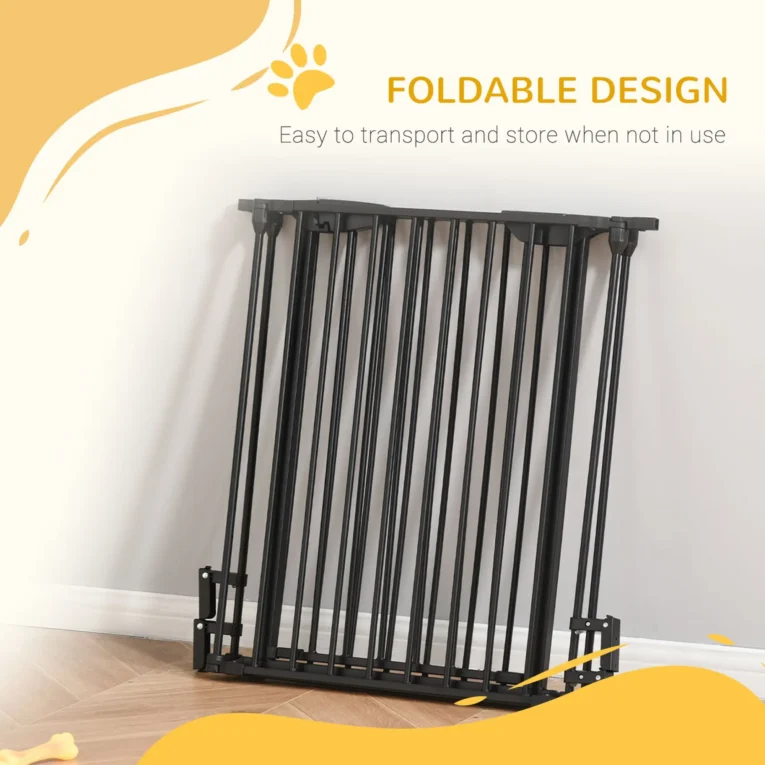 Metal Pet Safety Gate 3 Panels Room Divider – Black