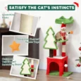 Christmas Cat Activity Tree with House and Scratching Board – Green, 103cm
