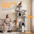 Tall Cat Tower with Three Beds and Two Dens – Dark Grey, 184cm