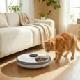 Six-Meal Timed Pet Feeder with Removable Tray – Grey and White