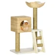 Natural-Finish Cat Tower with Den, Bed and Ladder – 100cm
