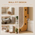 Wall-Mounted Cardboard Cat Scratcher with Ball Track – Brown