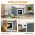 Two-Level Cat Hideaway with Top Bed and Toys – Grey, 41cm
