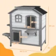 Two-Storey Wooden Cat House with Escape Door – White