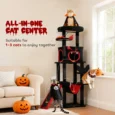 Gothic Cat Tower with Coffin Bed and Hammock – Black and Red, 152cm