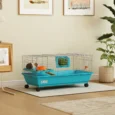 Small-Pet Habitat with Wheels and Water Bottle – Blue