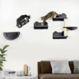Four-Piece Cat Climbing Wall with Hammock and Nest – Dark Grey