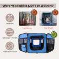 Portable Pet Playpen Indoor Outdoor 90x41cm – Blue and Black