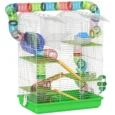 5-Tier Hamster Cage with Wheels and Tunnel – Green