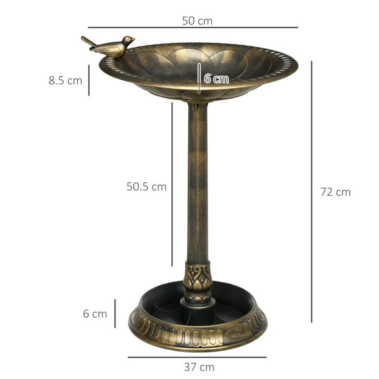 Garden Bird Bath with Planter Base – Bronze Tone, 72cm