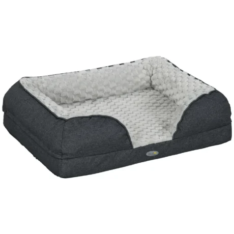 Padded Dog Bed with Washable Cover &ndash; Charcoal Grey, 70cm