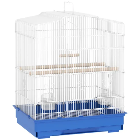 Bird Cage with Perches and Swing &ndash; Blue and White, 59cm