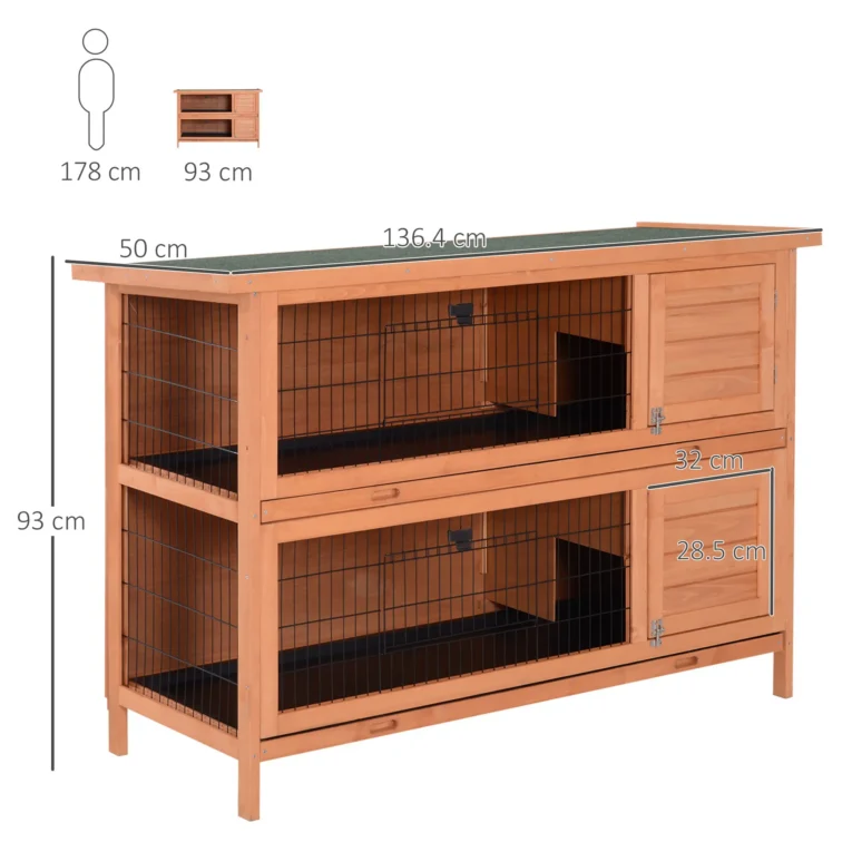 Two-Tier Wooden Rabbit Resting Hutch – Orange