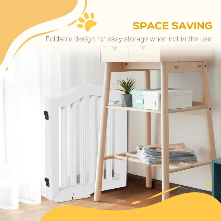 Three-Panel Freestanding Dog Gate – White