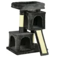 81cm Cat Tree with Twin Houses and Sisal Scratching Posts – Black