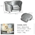 Miniature Dog Sofa with Washable Cushion – Silver Grey