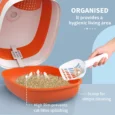 Folding Hooded Cat Litter Box with Scoop – Orange