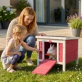 Wooden Rabbit Hutch 51x42x43cm – Red