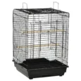 Open-Top Bird Cage with Feeding Bowls – Black