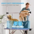 Folding Dog Grooming Table with Two Loops and Basket – Blue, 107cm