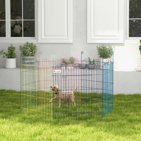 Six-Panel Metal Pet Playpen – Multicolour, 60cm