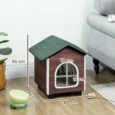 Insulated Raised Cat Shelter with Cushion – Red-Brown