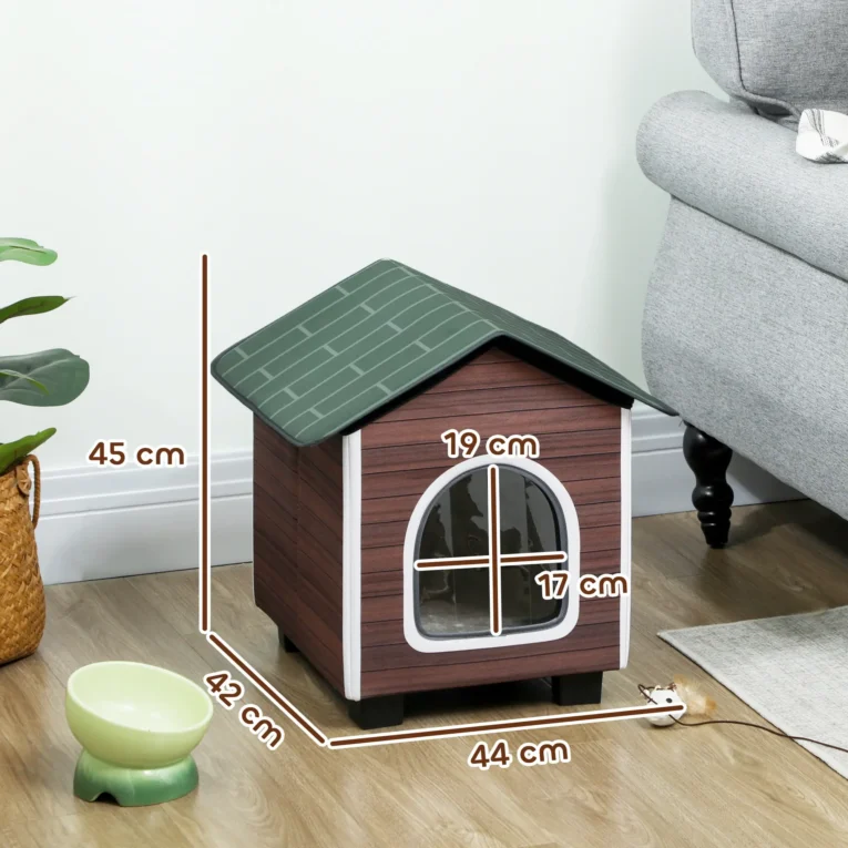 Insulated Raised Cat Shelter with Cushion – Red-Brown Insulated Raised Cat Shelter with Cushion – Red-Brown
