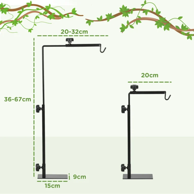 Adjustable Steel Reptile Lamp Stand – Black