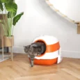 Folding Hooded Cat Litter Box with Scoop – Orange