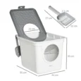 Enclosed Cat Litter Box with Front Entry and Top Exit – White