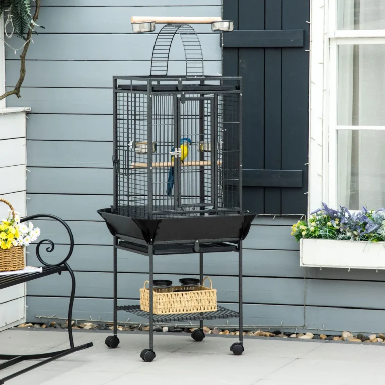 Bird Cage with Play Top, Seed Guard and Stand – Dark Grey, 156cm Bird Cage with Play Top, Seed Guard and Stand – Dark Grey, 156cm