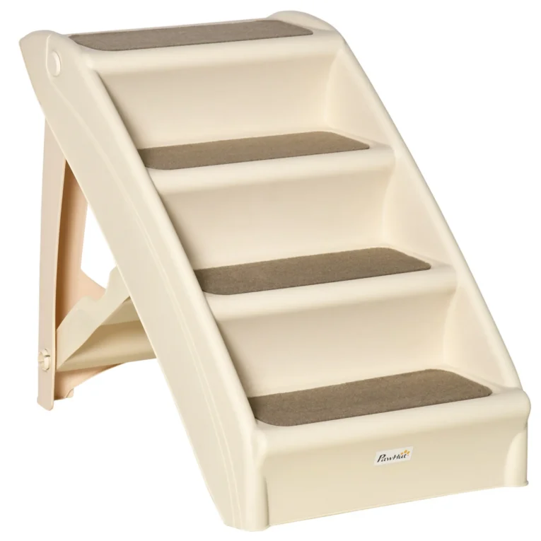 Folding Four-Step Pet Stairs – Beige, 49.5cm