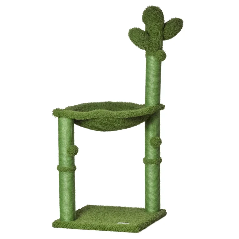 Cactus Cat Tower with Hammock – Green, 96cm