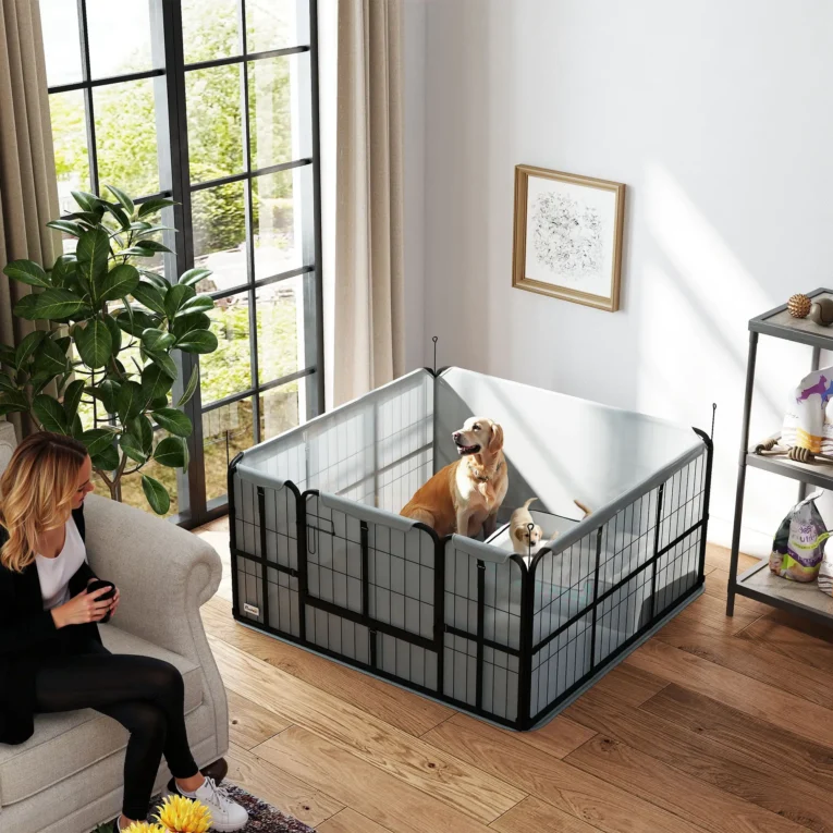 Steel Whelping Pen with Washable Pad – Black, 122cm Square
