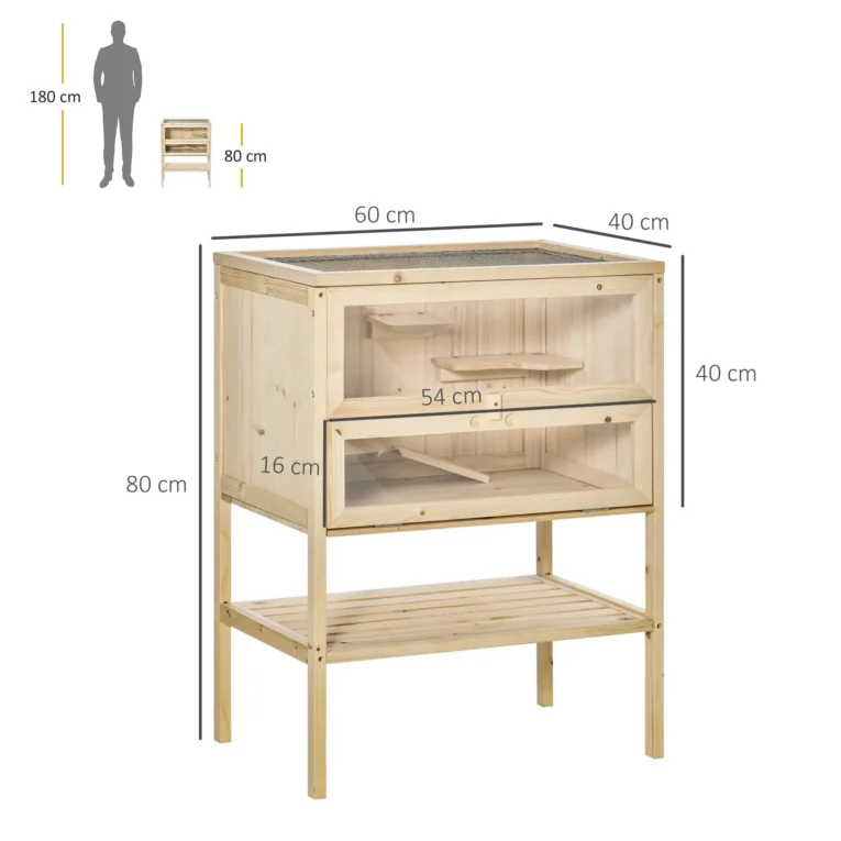 Wooden Hamster Cage Natural 60x40x80cm – Natural wood