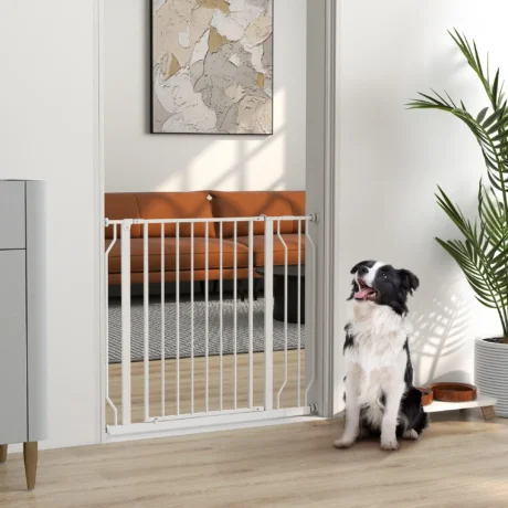 Adjustable Walk-Through Dog Gate – White, 75–95cm
