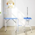 Folding Dog Grooming Table with Adjustable Arm – Blue, 81cm