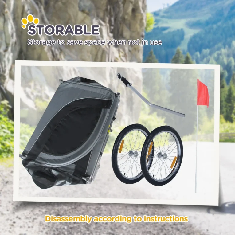 Mesh-Sided Dog Bike Trailer – Grey and Black